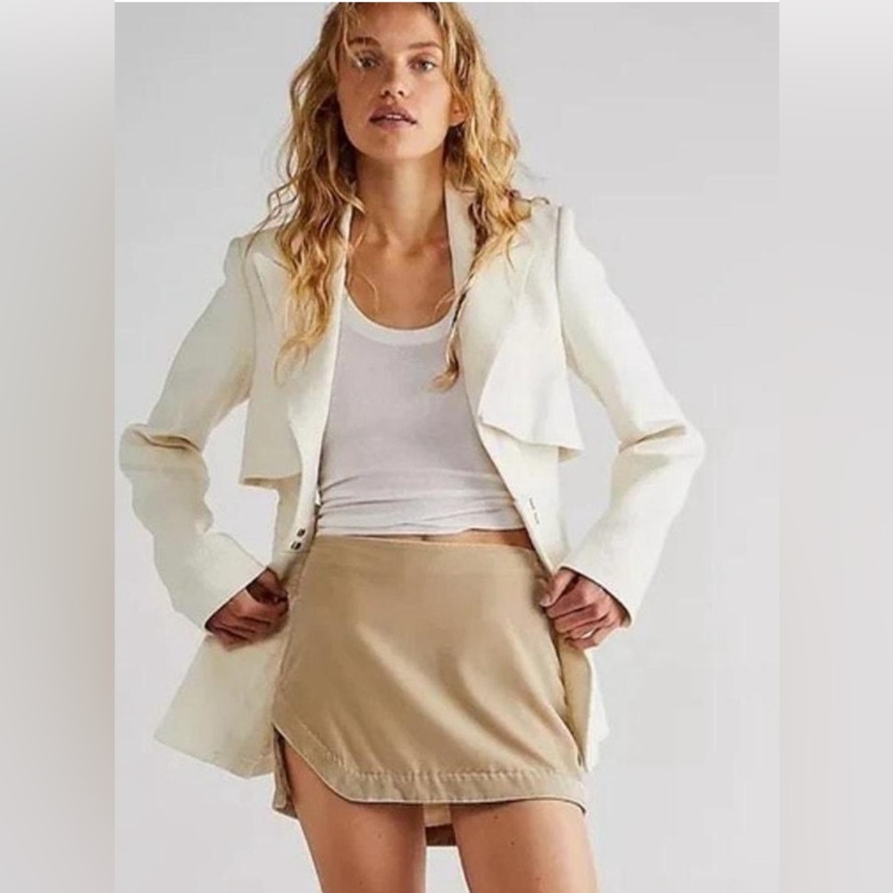 Free People Annalise Velvet Miniskirt in Morning Oat Size 8 NWOT Bohemian